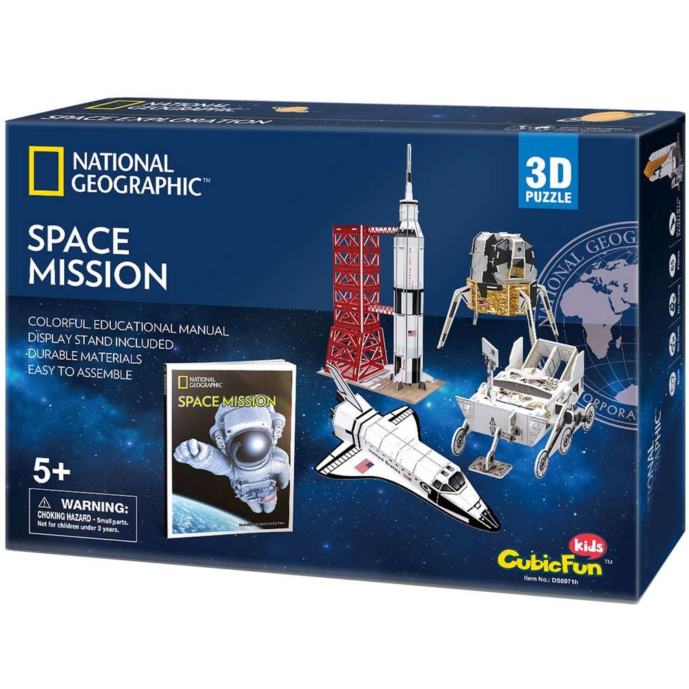 5 physische 3D Puzzel – Saturn V EN Space Shuttle Mondlandung Erde ISS 