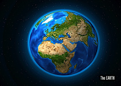 3D Postkarte – Die Erde, the Earth, la terre
